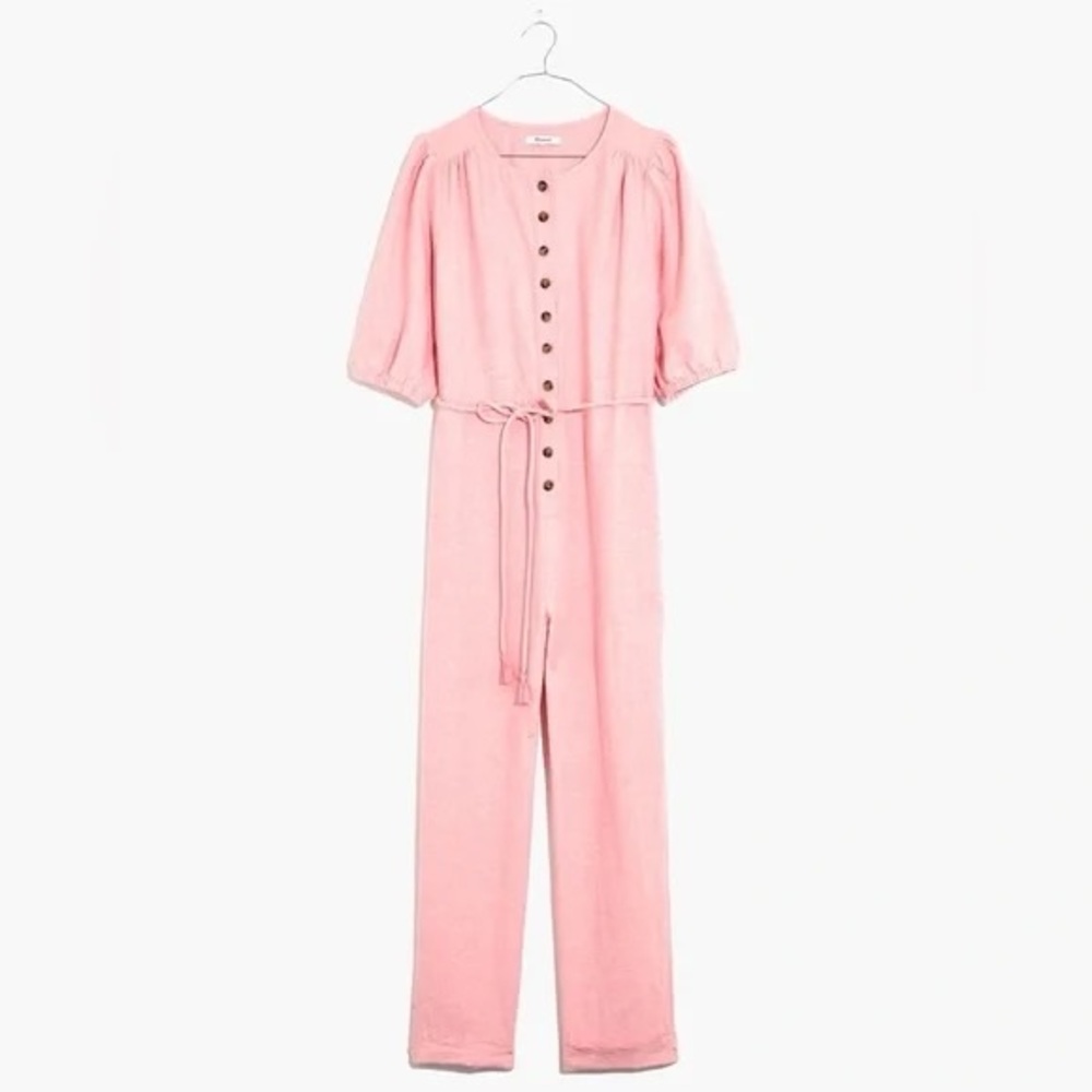 Madewell Linen-Blend Puff-Sleeve Tassel-Tie Jumpsuit, size XXS. - Picture 11 of 14